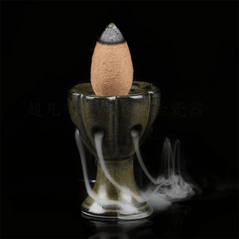 Bruciatore Incenso A Riflusso Luna E Loto Con 100 Coni E 30 Bastoncini – Cascata Di Fumo Per Relax E Meditazione