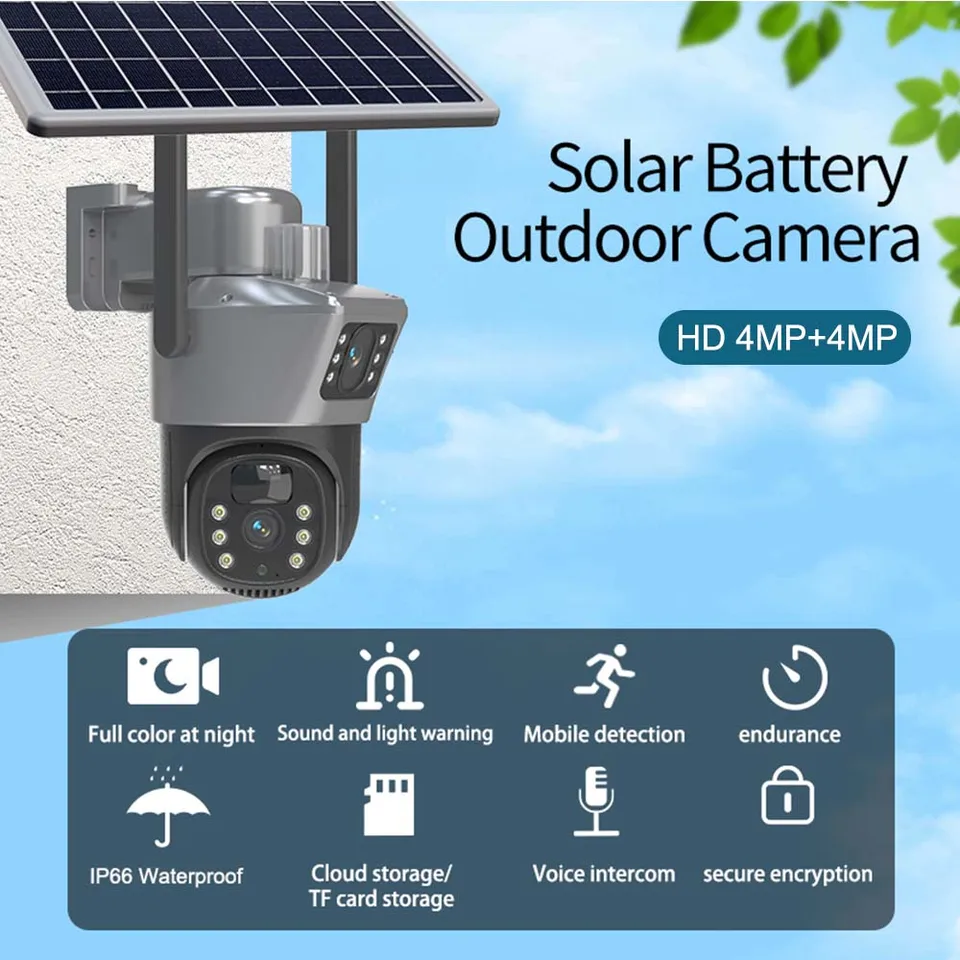 4K Solar Security Cameras Wireless Outdoor, 8MP HD Solar Power Dual Lens Outdoor Security Camera with Solar Panel, IP55, Surveillance Camera with Human Detection for Home 4K Solar Security Cameras Wireless Outdoor, 8MP HD Solar Power Dual Lens Outdoor Security Camera with Solar Panel, IP55, Surveillance Camera with Human Detection for Home