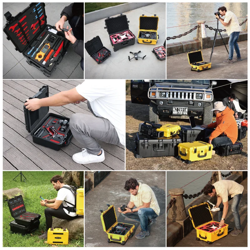 휴대용 플라스틱 공구 상자, 하드웨어 보관용, 밀폐형 방수, 충격 방지, 기기 장비 보호 케이스, 안전함