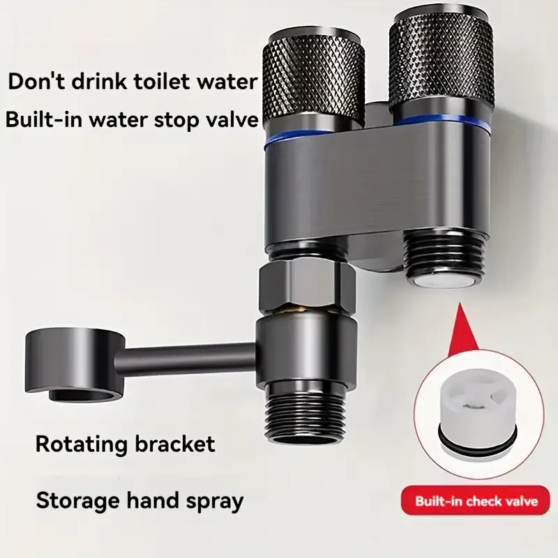 Handheld toilet spray gun kit - easy to clean, battery free, with 2-in-1 angle valve for efficient deep bathroom cleaning