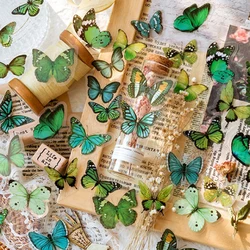 40 PCS Natural Handbook Diary PET Sticker Butterflies Resin Decals Vintage Butterfly for DIY Crafts Journal Laptops Stationery