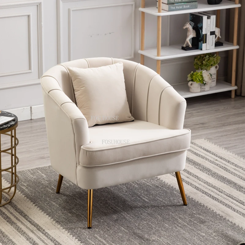 designer Living Room Chairs Nordic Fabric Velvet Armchair living room Furniture Modern Lazy Single Sofa Balcony Lounge Chair