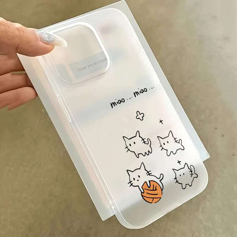 Translucent Soft Phone Case with Cute Black Cat Pattern