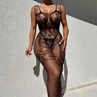 Teddy Crotch less Dessous Frauen Blumen Mesh Hohl Bodys erotische Babydoll Kleid sexy volle Body stockings Porno Teddys Bodysuit 2