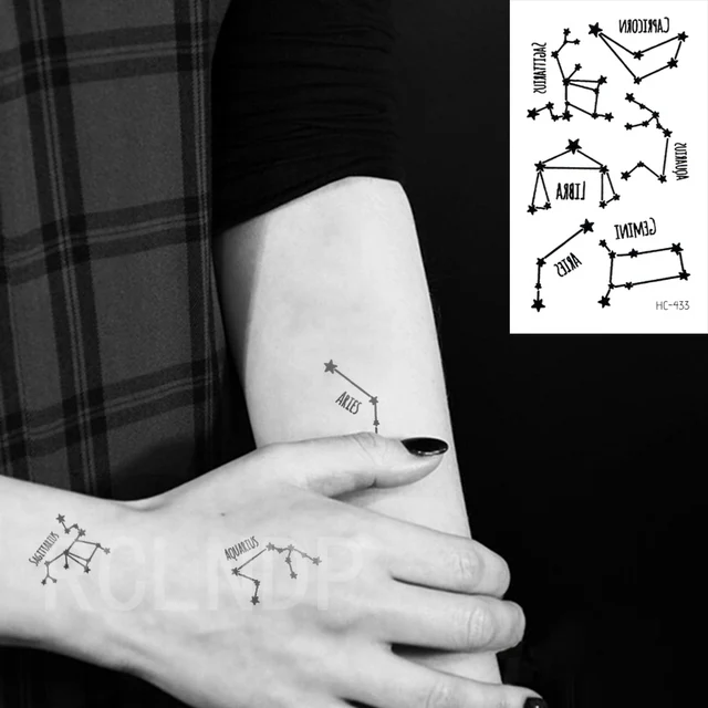 Waterproof Temporary Tattoo Sticker Star Constellation Leo Taurus Scorpio  Virgo Piesces Flash Tatoo Fake Tatto For Women Men - Temporary Tattoos -  Aliexpress