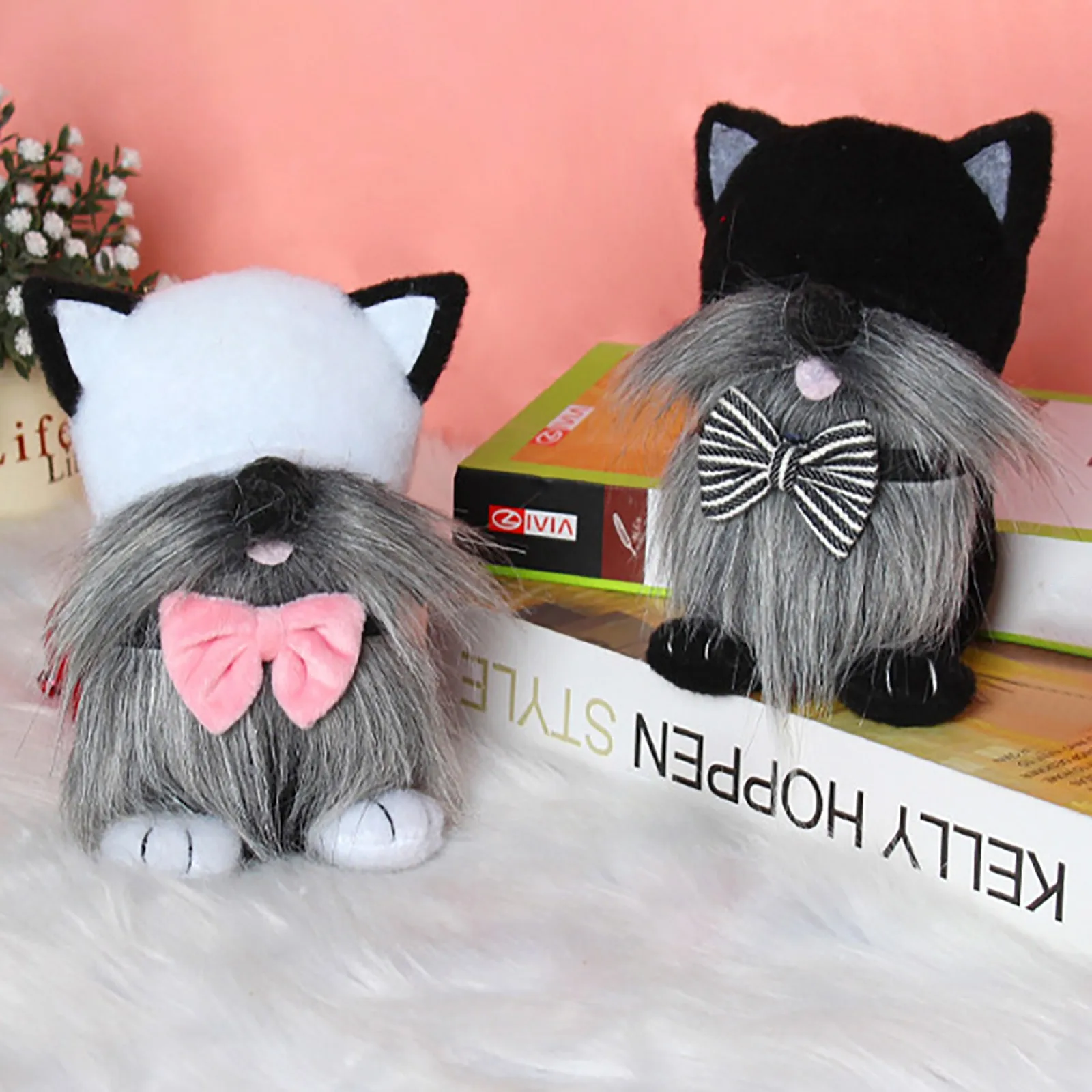 

Cute standing cat dolls Easter faceless fairy dolls window decoration props desktop ornaments pet house toy ornaments