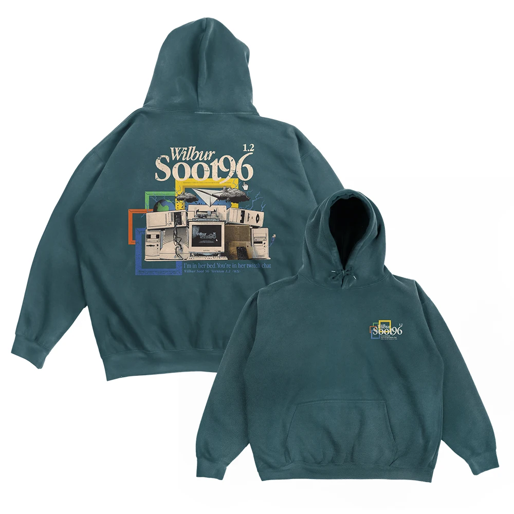 

Wilbur Soot Merch Washed Green Computing Hoodie Dream Team SMP Flannel Plush Sweatshirt 3D Long Sleeve Women Men's Hoodie