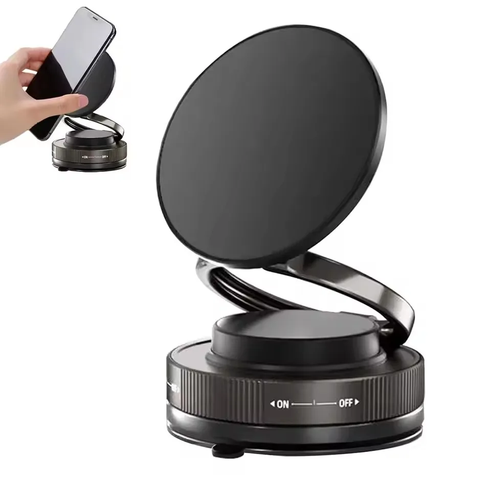 Magnetic Car Phone Holder with Vacuum Suction and 360° Rotation