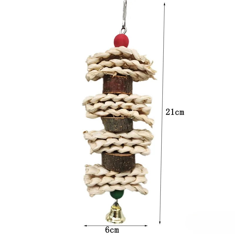 Bird Toys Chewing Toy Parrot Cage Bite Toys Corn Husks Color Wood Beads Entertainment Toys for Small and Medium Parrots Birds 4