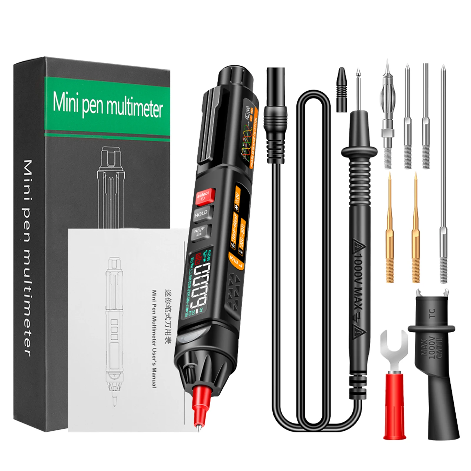 Mini Pen Multimeter with Voice Broadcast 6000 Counts Voltmeter VA Reverse LCD Display NCV Tester Voltage ANENG A3007 A3008 A3009 digital multimeter