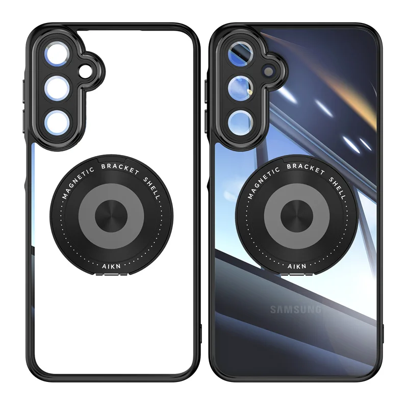 Magnetic Clear Metal Ring Holder Shockproof Phone Case with MagSafe Charging Compatibility