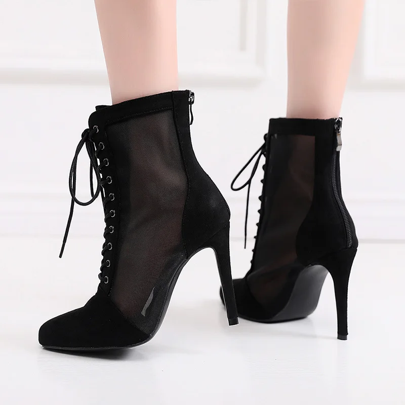 Ladies Dance Shoes Women Latin Jazz Tango Boots Girls With Diamond Stiletto Heels Ballroom Dance New Deerskin Velvet Boots 5