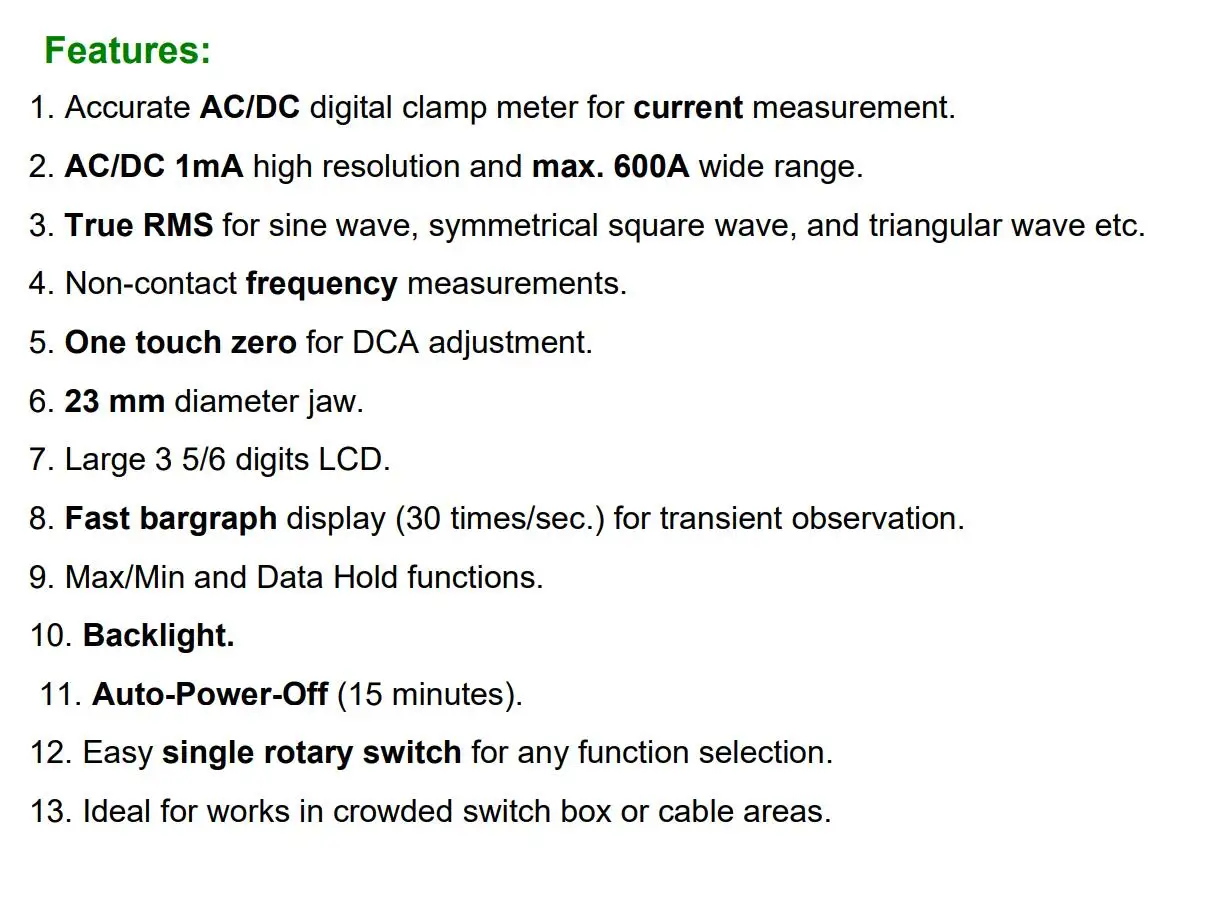 CM-07+ AC/DC Clamp Meter (True RMS) 600A