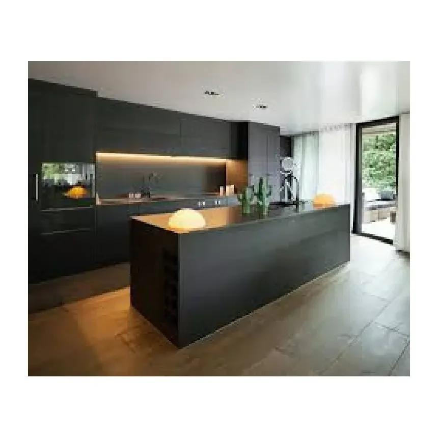 ACE White Shaker Kitchen Cabinets Quartz Stone Counter-top Island With Kick Board For American Market
