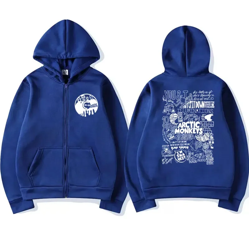 Vintage Arctic Monkeys Graphic Print Zip-up Hoodie Fall and Winter Fleece Oversized Jacket Sweatshirt Retro Rock Hip Hop Hoodies 5