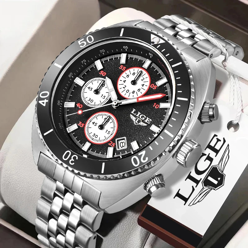 

Uhr Herren LIGE New Watch Man Top Brand Sports Quartz Date Wristwatch Mens Watches Luxury Steel Waterproof Chronograph Men Gift