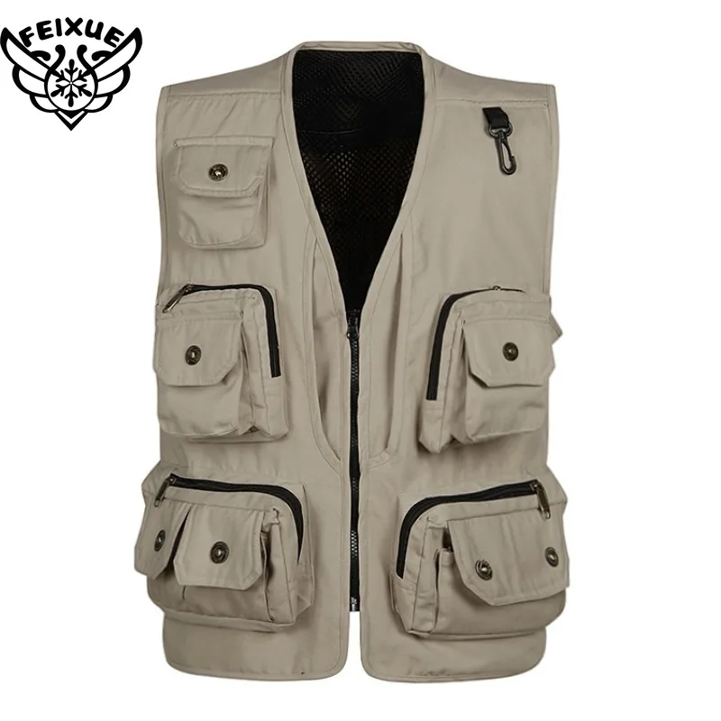 사진 야외 낚시 다기능 카메라 조끼 남자 여름 남성 의류 여러 포켓이있는 여행 조끼 민소매
