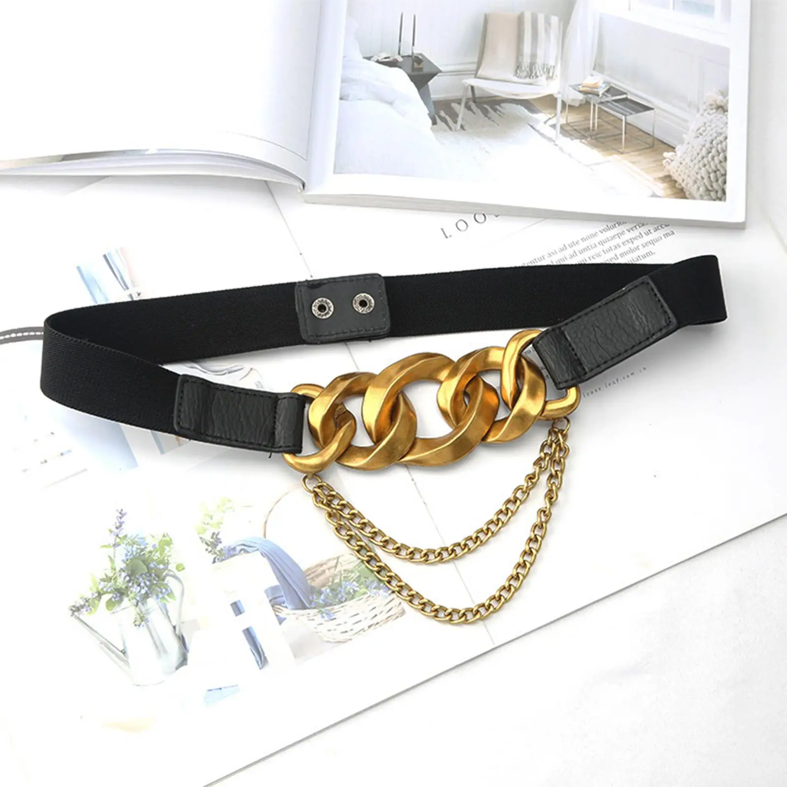 

Punk Women High Waist Charm Waistband Chain Ladies Coat Costume Adjustable
