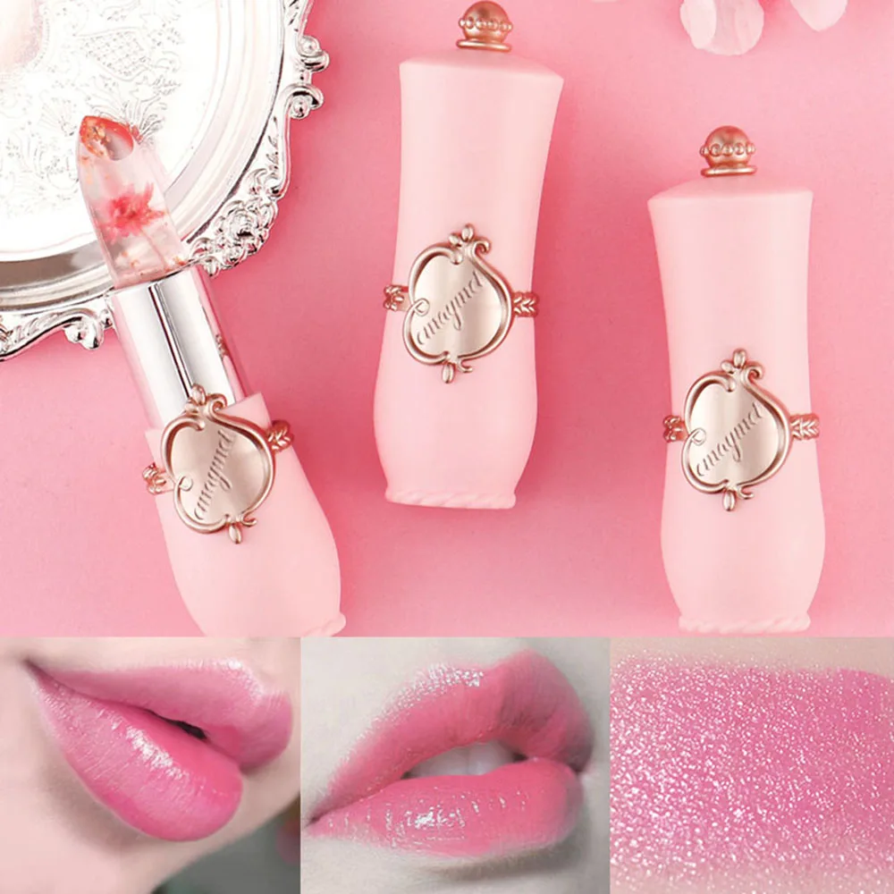 Batom Transparente em Forma de Flor, 6 Cores, Hidratante, Batons Crystal  Jelly, Temperatura Color Changing Lip Balm, Maquiagem Lábios - AliExpress