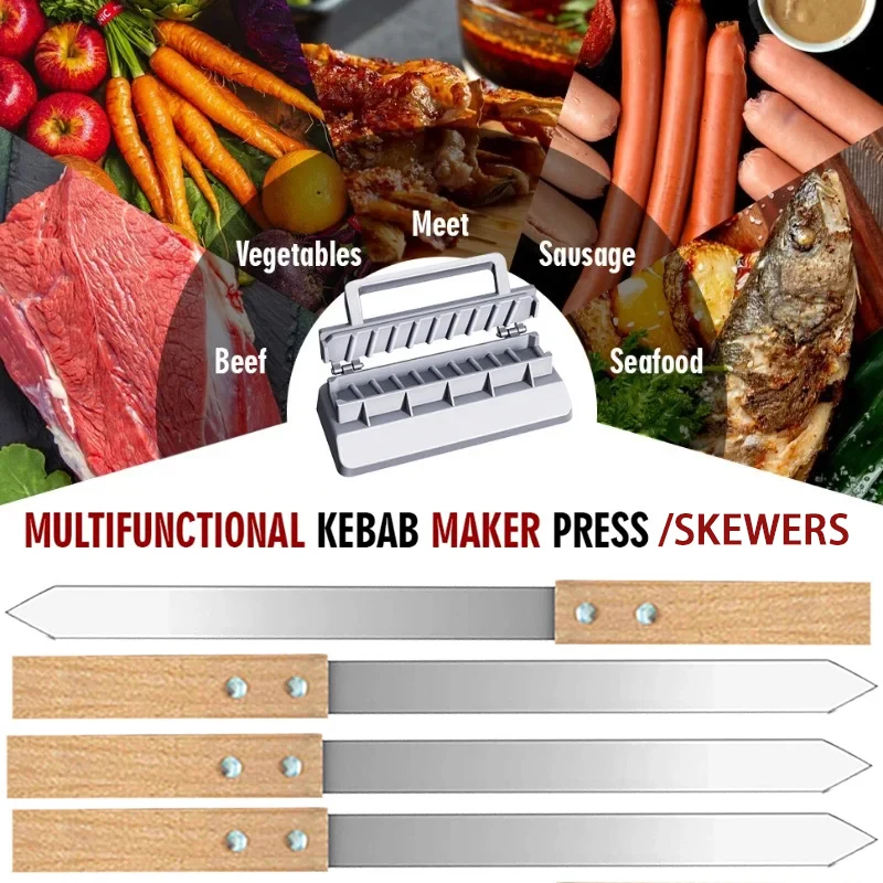 KabobSkewers23cmFlatStainlessSteelBBQBarbecueSkewerwith