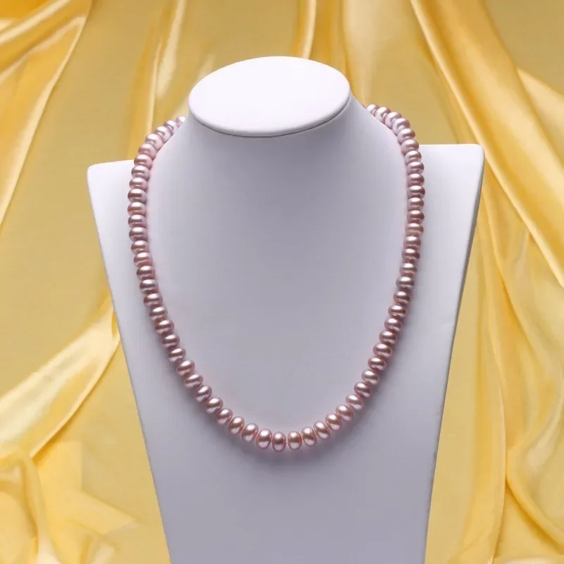 Dainashi classic and noble natural bread round pearl necklace with 925 silver accessories fine jewelry for party/wedding