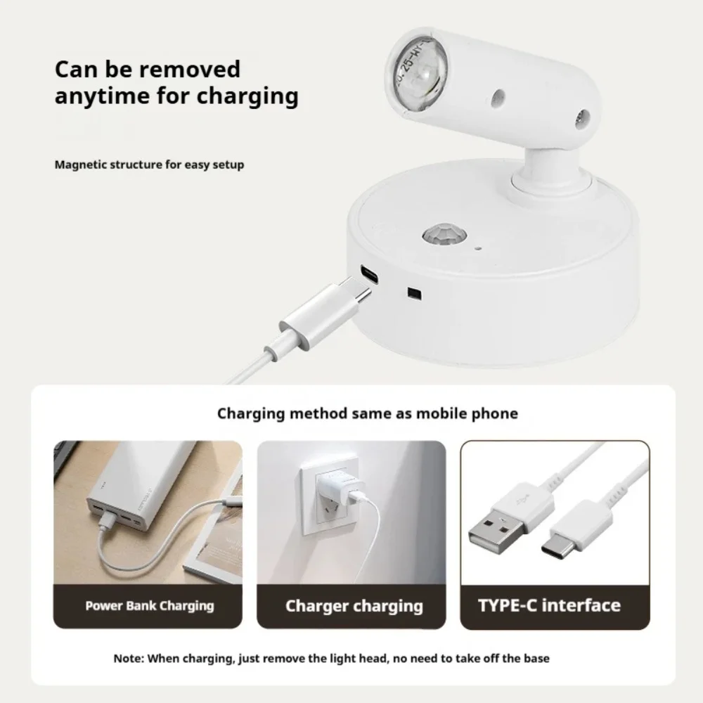 자석식 베이스 USB 충전식 LED 무선 벽등 터치 스위치 블랙 화이트 골드 실버 디밍 가능 침실등 독서등