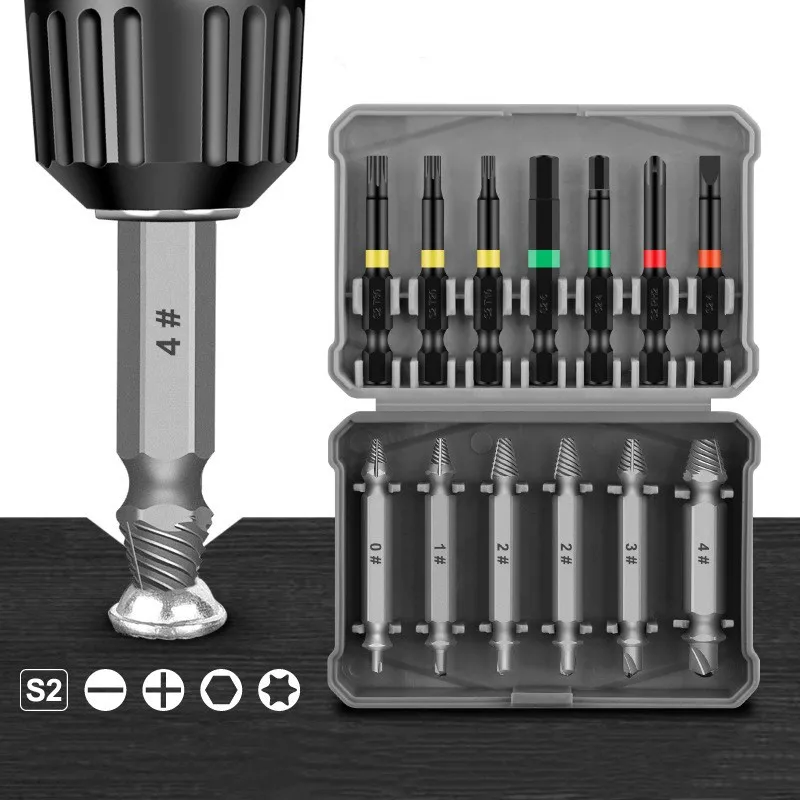 Broken Screw Extractor Slip And Break Thread Extraction Tool 13Pcs With Screwdriver Head Easily Take Out Demolition Tools