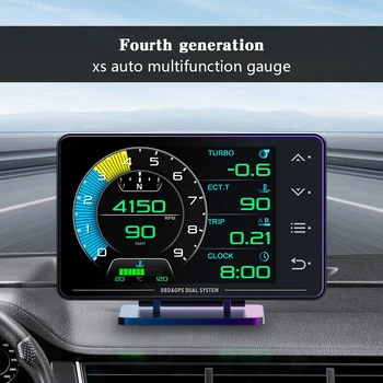 Medidor HUD XS para Auto, Multifunción OBD+GPS, Temperatura del Agua, Turbo, Presión del Aceite, Temperatura del Aceite, Pantalla Head-up 1