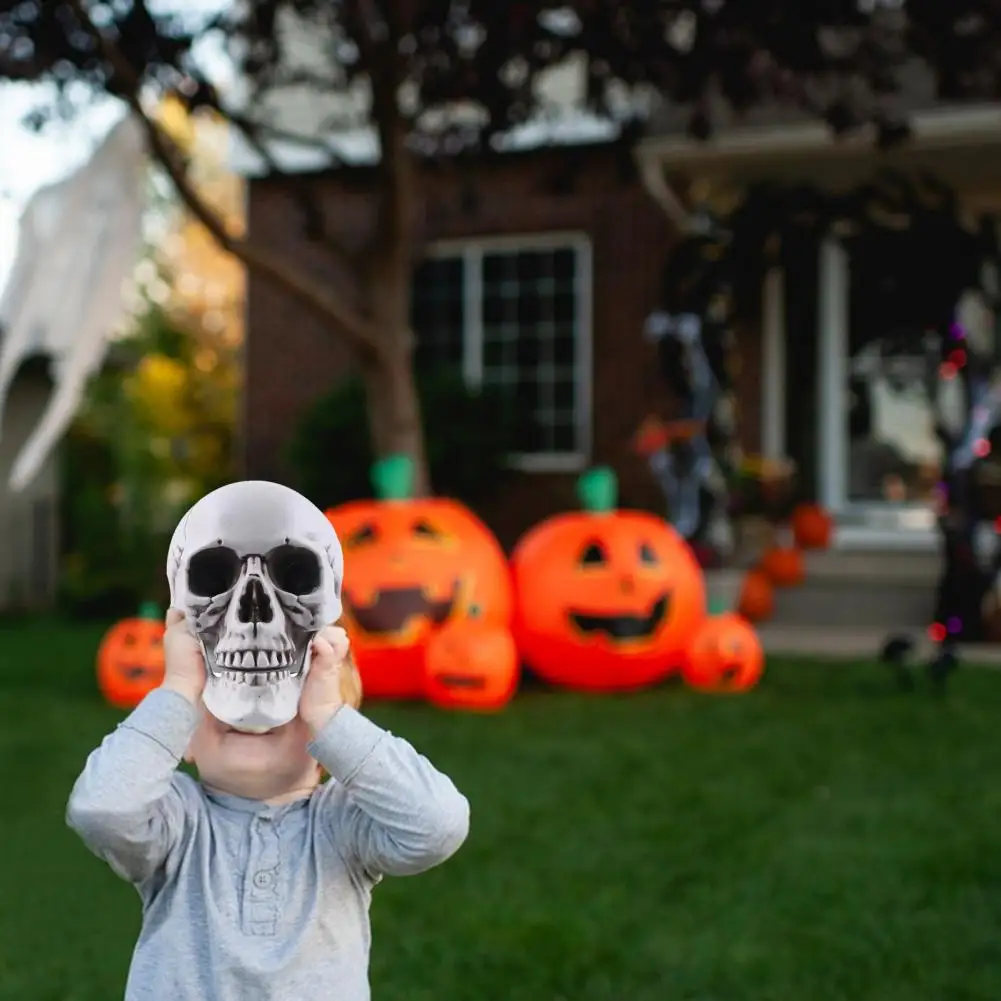 

Life Size Human Skull Model Halloween Decor Skeleton Skull Realistic Human Adult Skull Head Bone Model Graveyard Outdoor Decor
