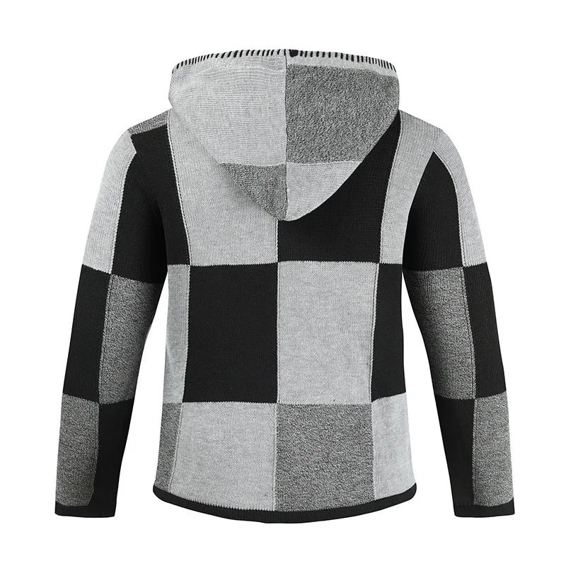 Autumn and Winter 2022 New Men's Long Sleeved Hooded Round Neck Cardigan Sweater Coat Hooded Knitting Sweater