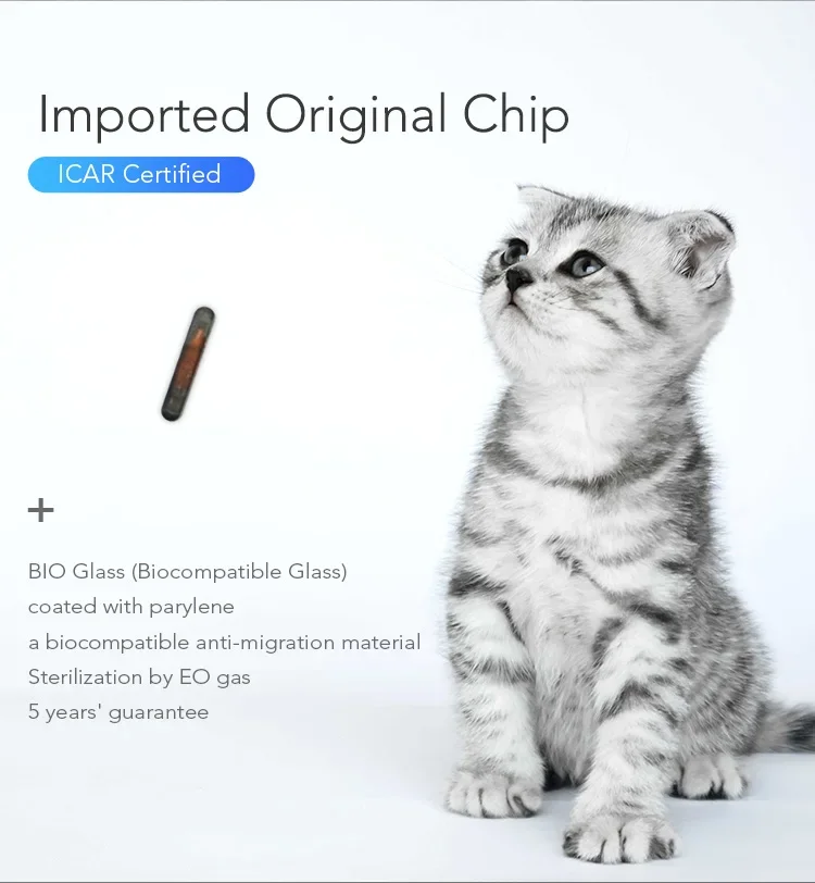 5pcs 1.4*8mm FDX-B Microchips 134.2KHz Animal Chip Microchip Veterinary Pet Syringe RFID Injector Animal Transponder Pet Reader