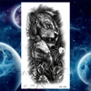 Large Lion Temporary Tattoos For Women Men Tiger Wolf Vampire Forest Flower Crown Compass Fake Tattoo Sticker Arm Body Tatoos 3