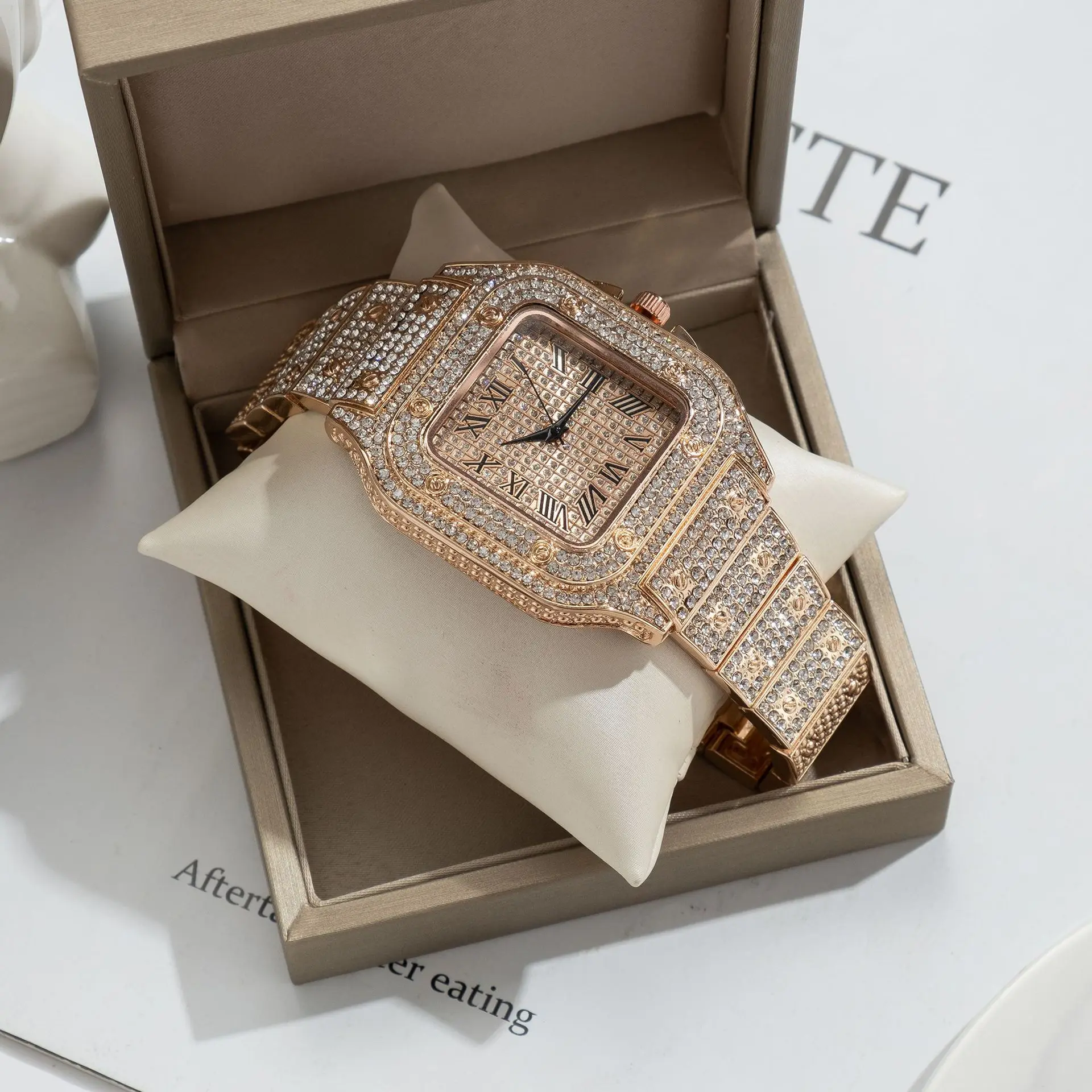 Watch Luxury Golden Rose Gold Silver Hip Hop Mens Diamond Stylish