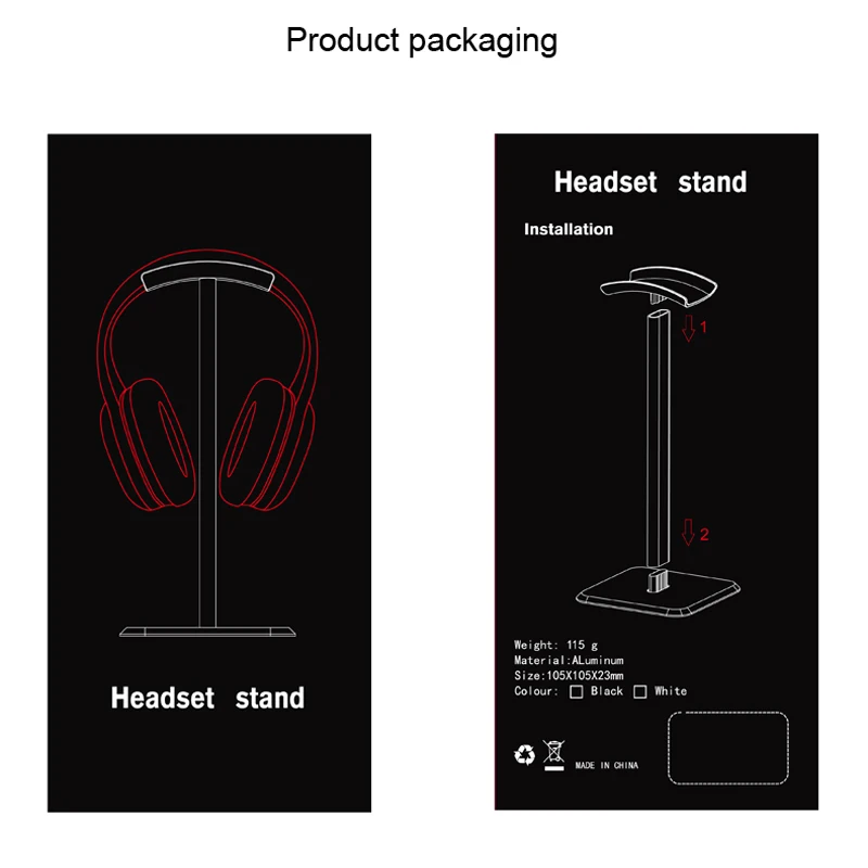 Alloy Aluminium Bluetooth Earphone Headphone Headset Stand Holder Rack Mount Hanger Gamer Hanger PC Gaming Mobile Phones Desktop