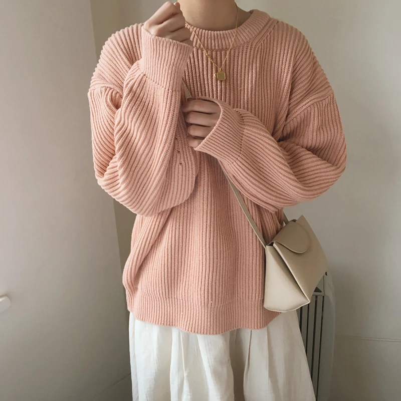 woolen sweater 2021 Autumn Winter Women Pullover Sweaters Female Knitted O-Neck Solid Concise Loose Elegant Office Lady Casual All Match Tops turtleneck sweater