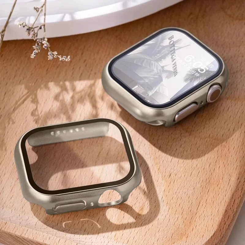 2 Pack Tempered Glass PC Bumper iWatch Screen Protector Case