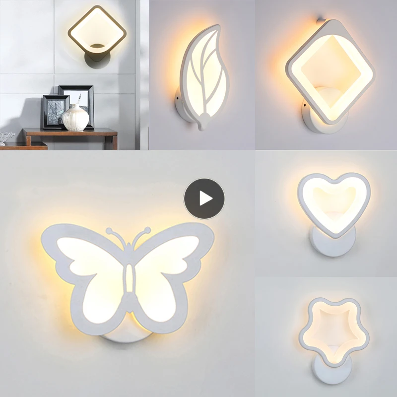 

Creative Butterfly Leaf Shape Led Wall Light Living Room Corridor Bedside Wall Lamp LED Light Indoor Night Light Home Decoration