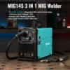 MIG Welder 110V Flux Core MIG Welder/Lift TIG/Stick 3 in 1 MIG Welding Machine,MIG145 7GEN Synergy Single Phase Flux IGBT Welder 2