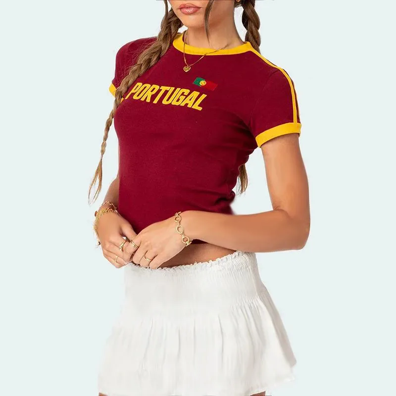 

2023 Y2k топы, футболки, женские готические укороченные топы в стиле 90-х годов, ретро одежда, Красная футболка с узором, женская летняя фея с коротким рукавом для девушек