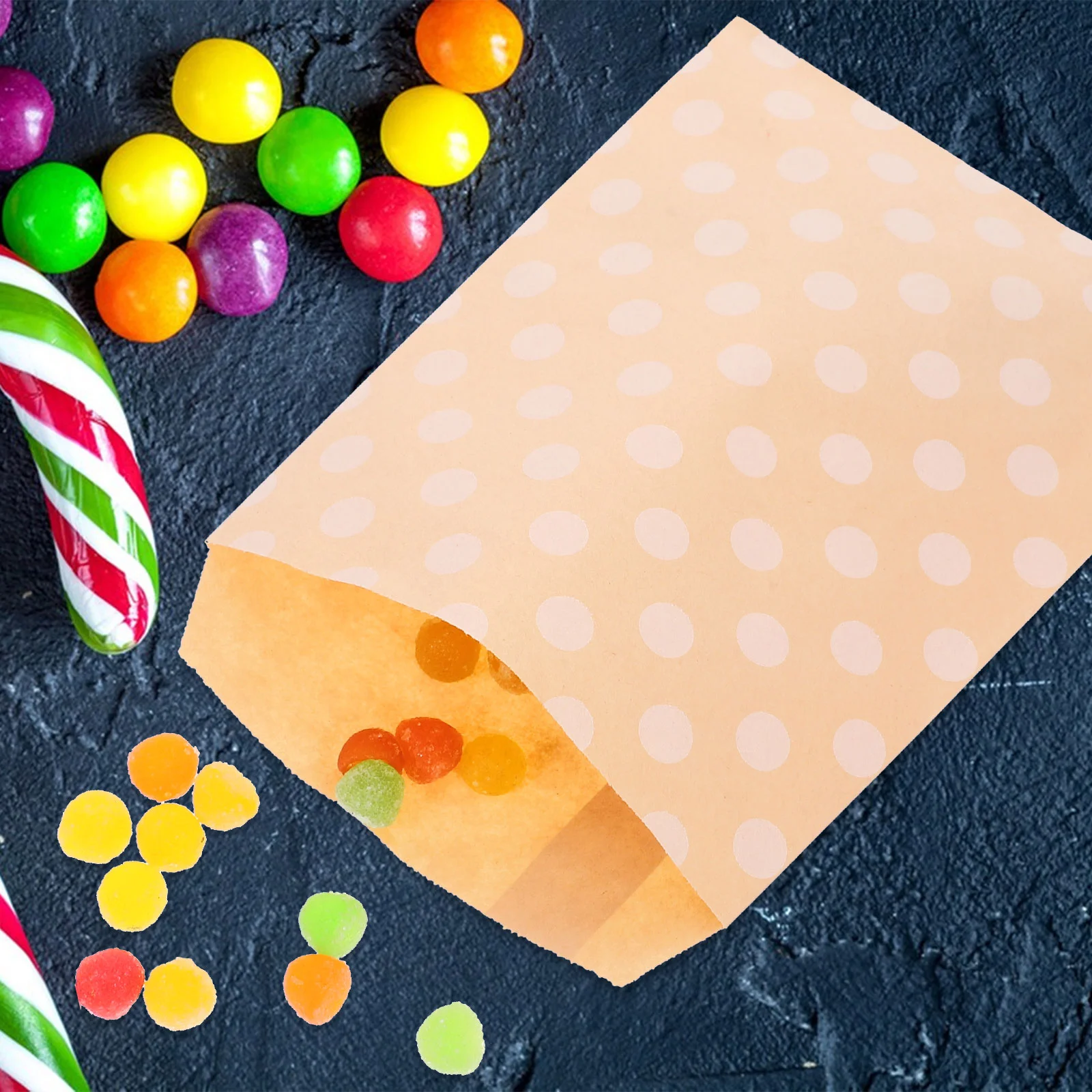 

100pcs Pastry Bag Paper Bag Candy Storage Pouch Dot Pattern Paper Toaster Bag Bread Packing Bag