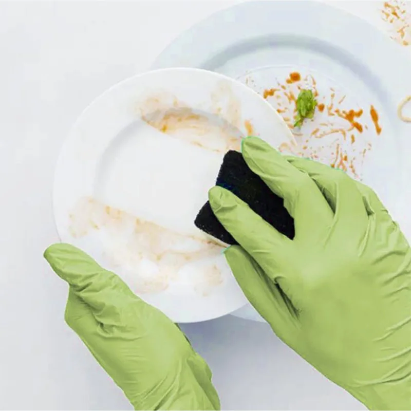 100/50/20PCS Light Green Nitrile Gloves Disposable Waterproof Nitrile Gloves Garden Tattoos Household Dishwashing Cleaning Tools disposable gloves nitrile gloves cleaning gloves garden work gloves