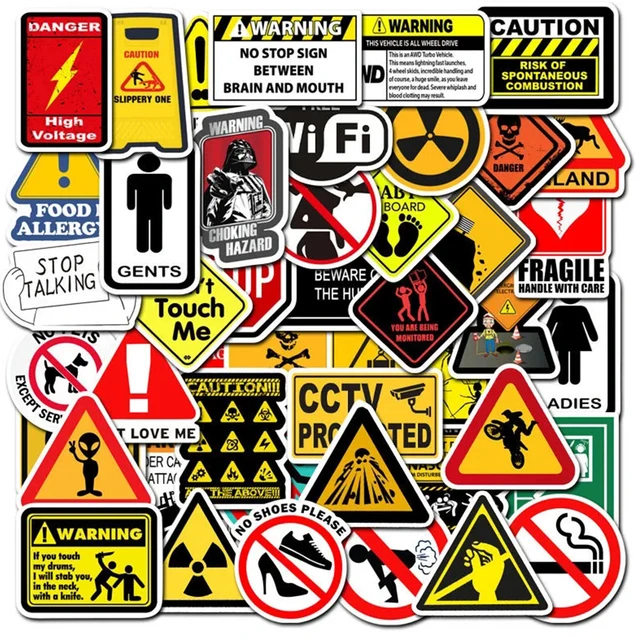 Safety signs warning stickers Children's toy sticker suitcase