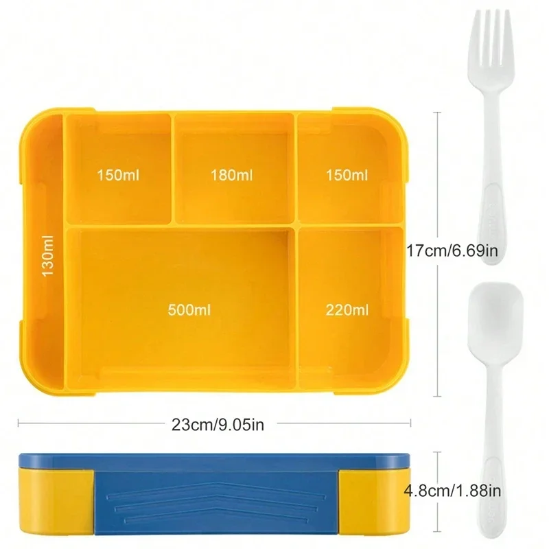 1/3pcs Food grade 1330ml container sealed bento box with 6 compartments suitable for outdoor dining microwave heating bento box
