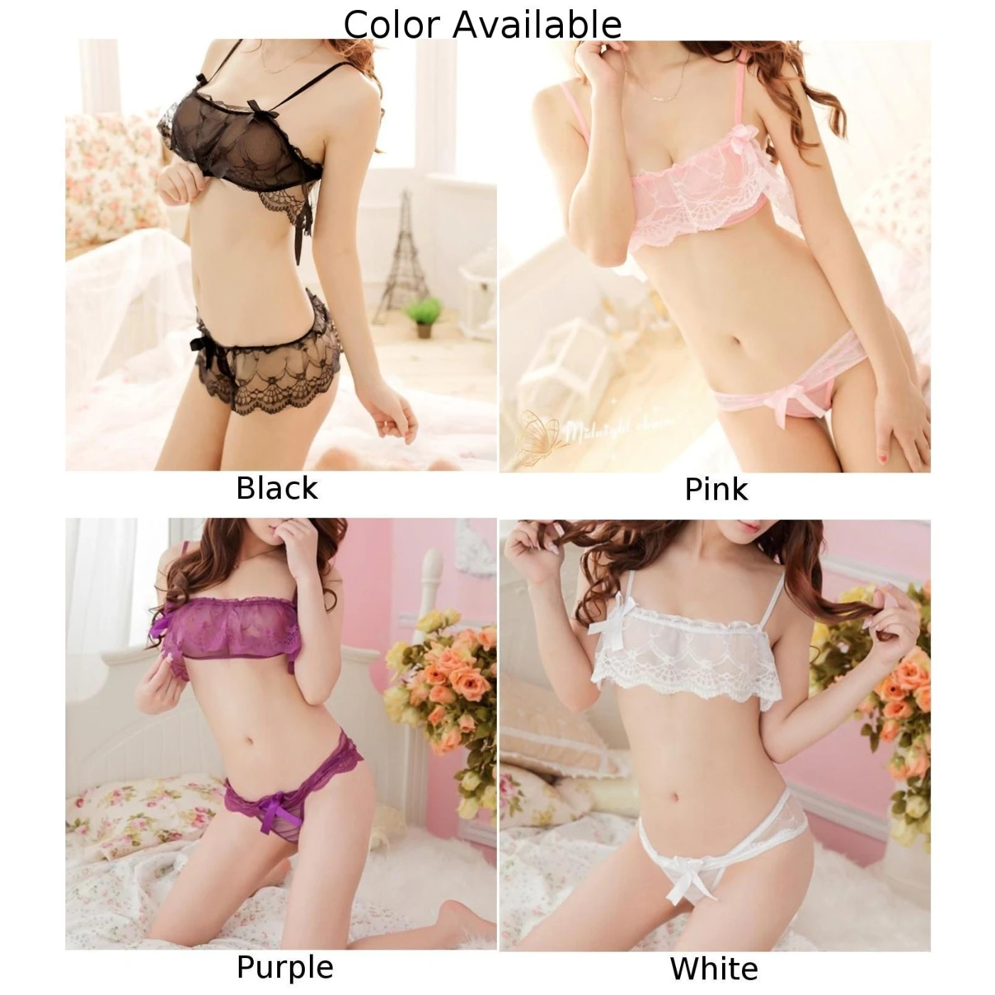 Large Women Womens Bra Panties Sultry Sheer Lingerie Set Sexy Women's Underwear with G string and Sleepwear Bra