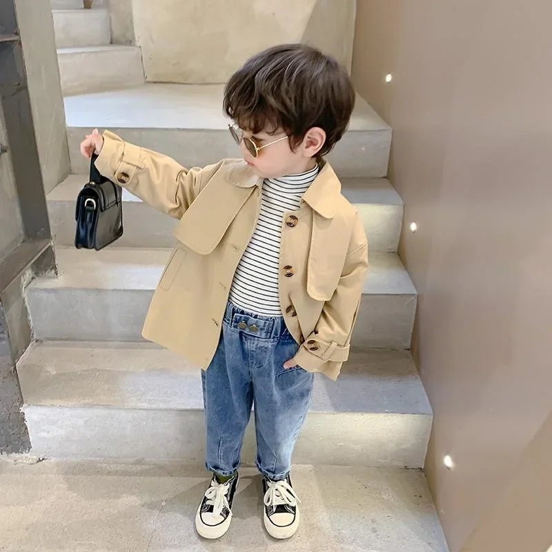 Fashion Baby Girl Boy Trench Cotton Infant Toddler Kid Windbreak Jacket Autumn Spring Child Dust Coat Baby Outwear Clothes 1-7Y