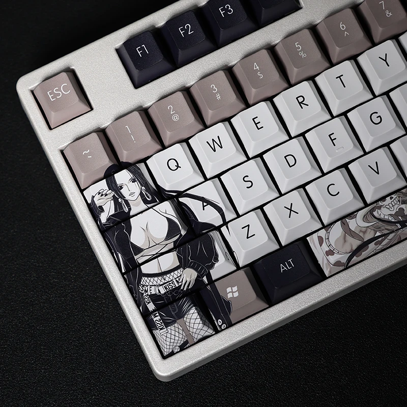 Chaves Pbt Tintura Subbed Keycaps dos Desenhos Animados Anime Gaming Key Caps Boa Hancock Keycap Viagem para Ansi 61 87 104 108 Layout 108 - Imagem 4
