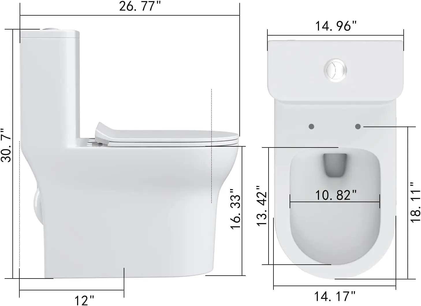 Dual Flush Elongated Standard One Piece Toilet with Comfortable Seat Height Powerful & Quiet Dual Flush Modern Toilet 5