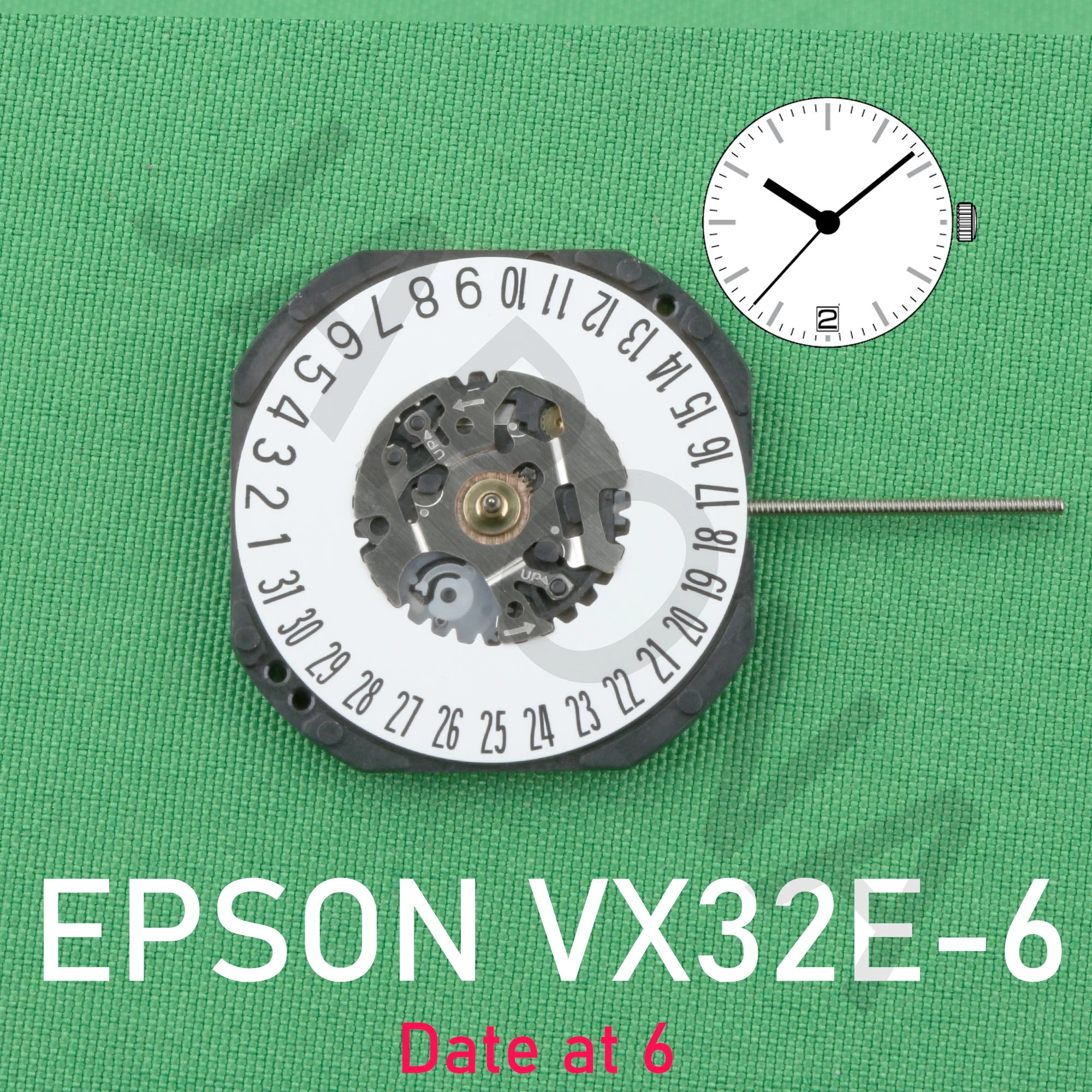 

EPSON VX32 movement with date Calendar display japan movement VX32E Three Hands Calendar Date Metal quartz movement vx32e-6