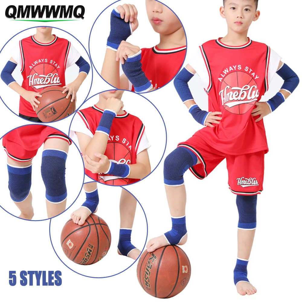 

QMWWMQ 10Pcs/5pair Knitted Ankle Brace Compression Kids Sports Running Elastic Ankle Support Children Elbow Wrist Support