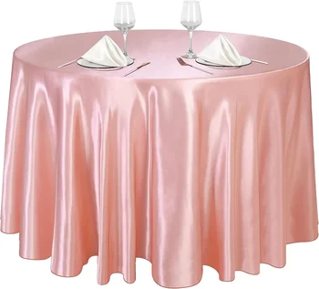 Rose Gold Satin Round Tablecloth 1